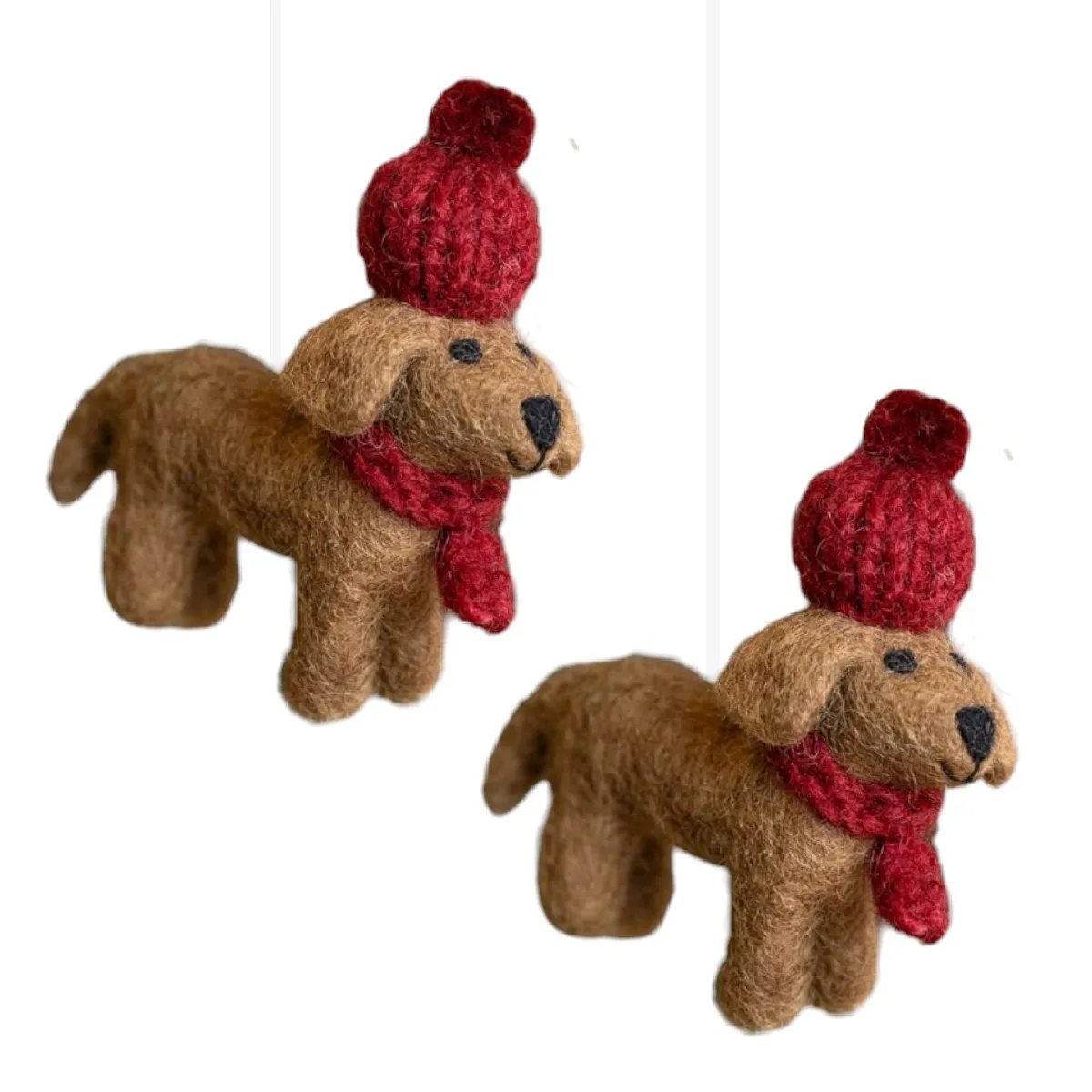 Lot de 2 décorations de Noël teckel - Marron