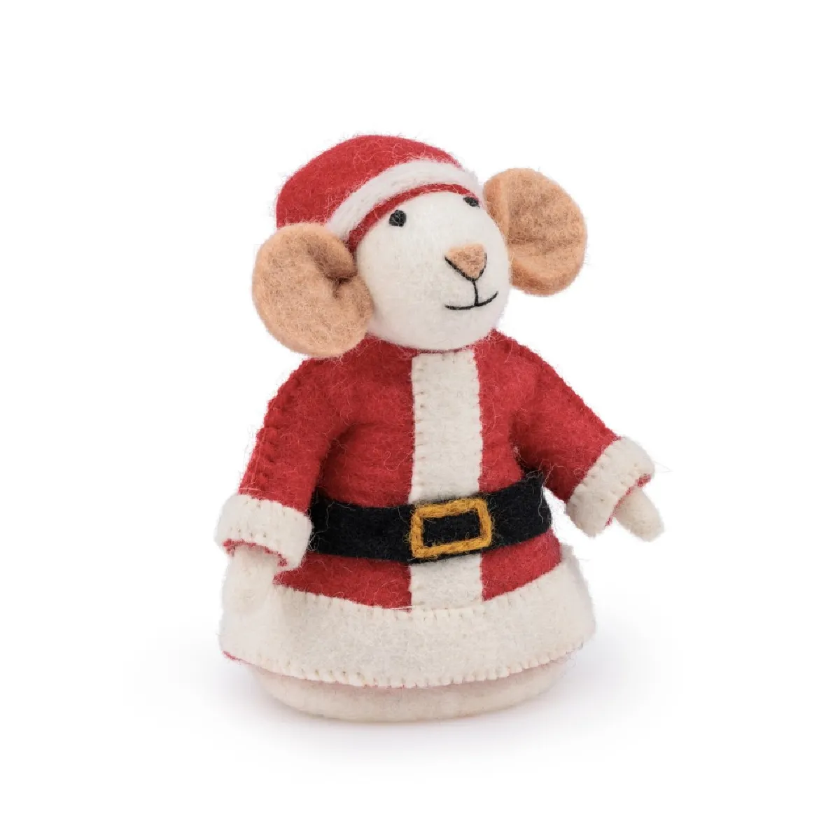 Souris père Noël en feutre - Blanc