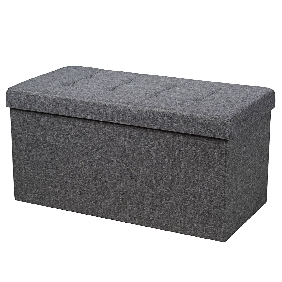 CostwayPouf de Rangement Pliable Coffre à Jouets avec Bac de Rangement Amovible Banc à Chaussures avec Repose-Pieds Gris Foncé