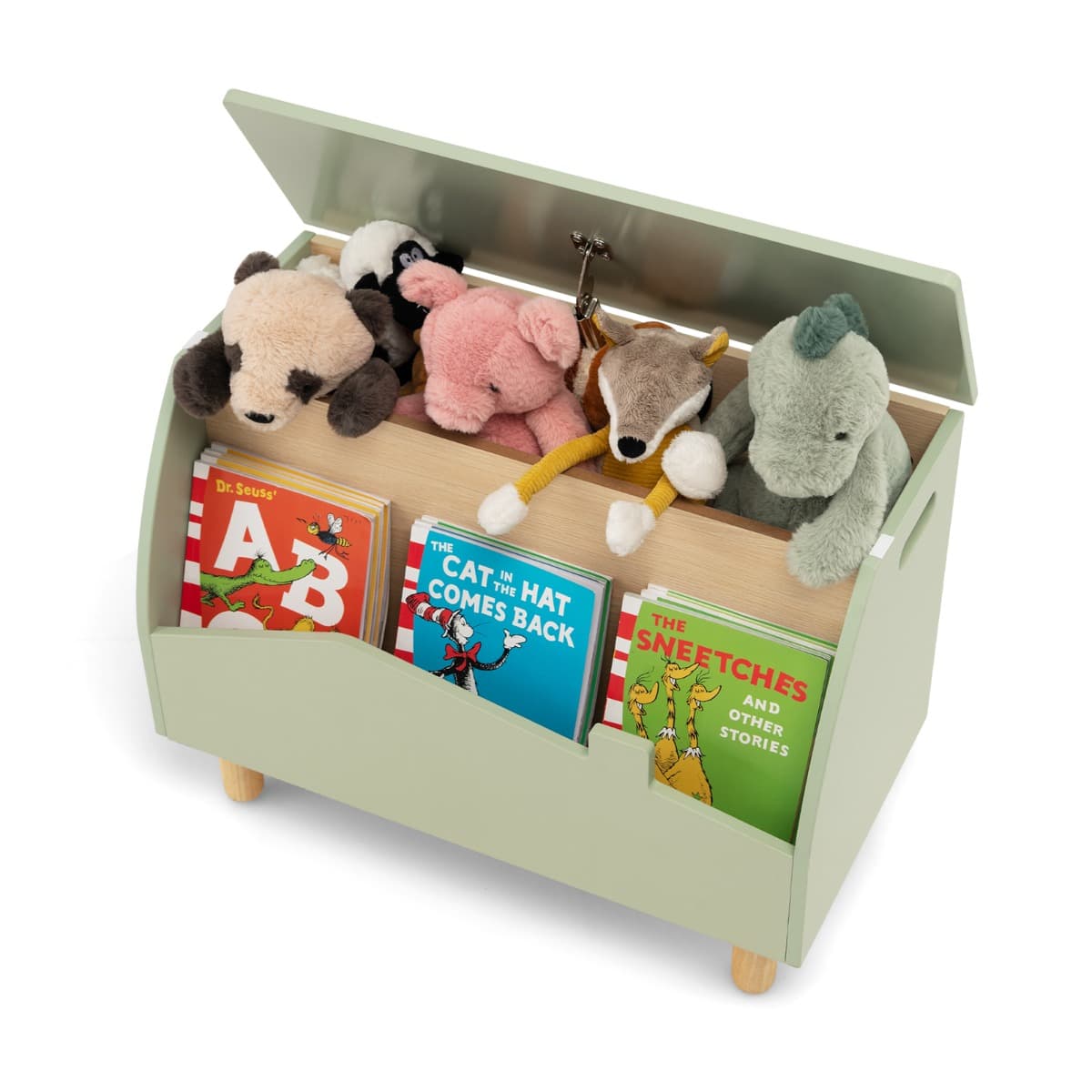 CostwayCoffre à Jouets en Boisavec Etagère de Présentation Boîte de Rangementpour Filles Garçons 60 x 33 x 44 cm Vert