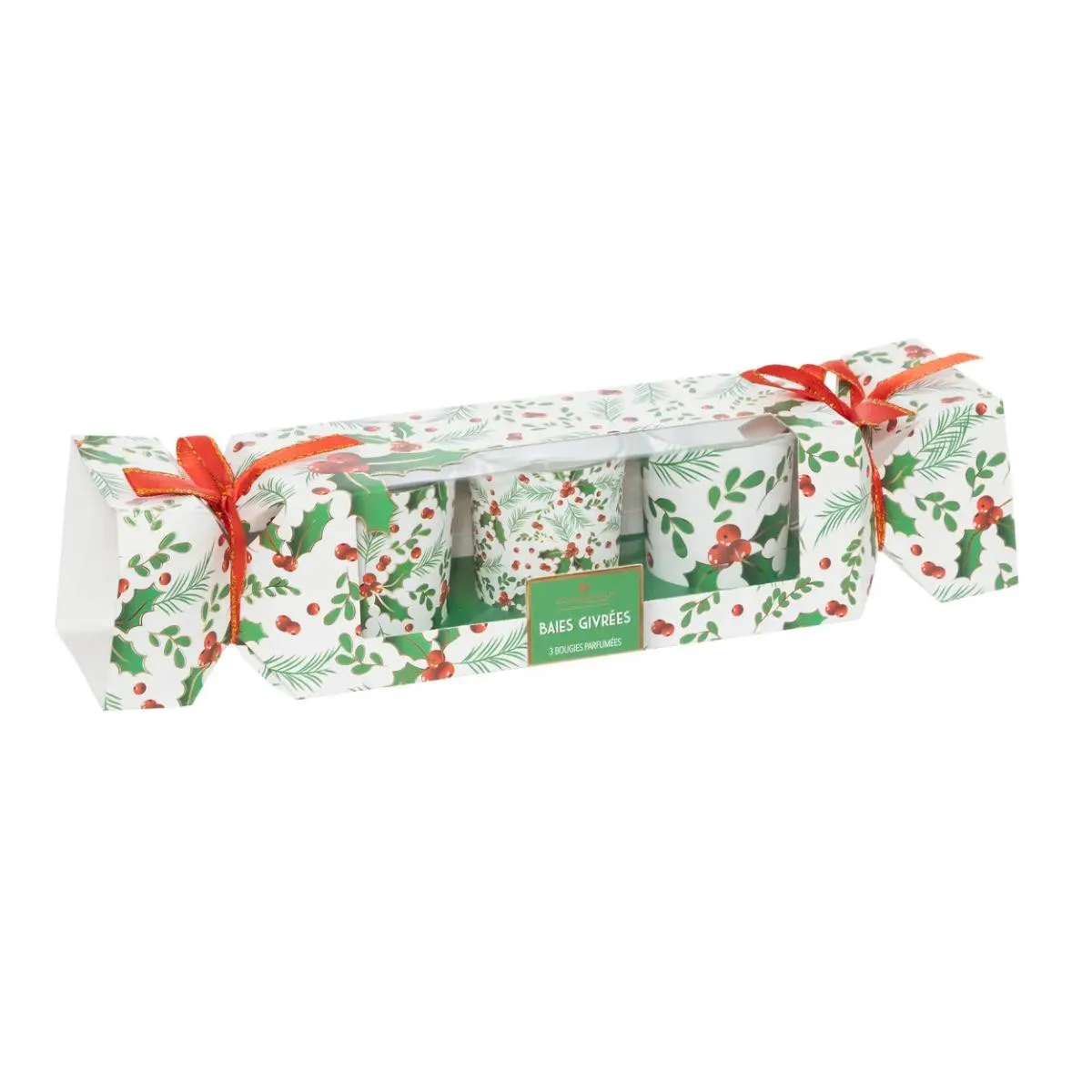 Lot de 3 Bougies Parfumées Houx 135g Baies Givrées