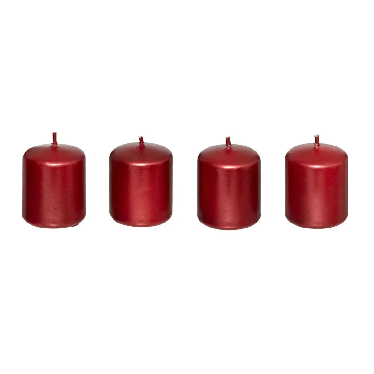 Lot de 4 Bougies Déco Satin 4cm Rouge