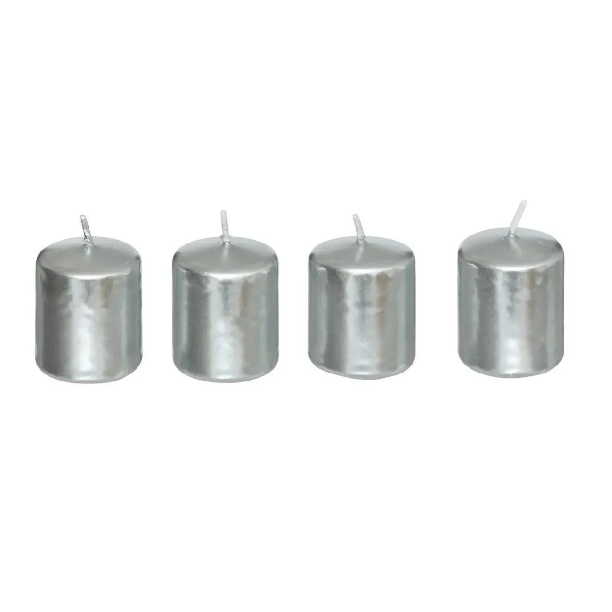 Lot de 4 Bougies Déco Satin 4cm Argent
