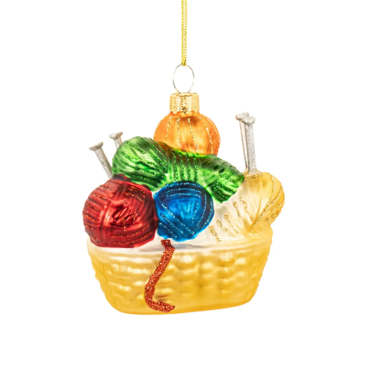 Sass & belle Boule de Noël panier laine - Jaune