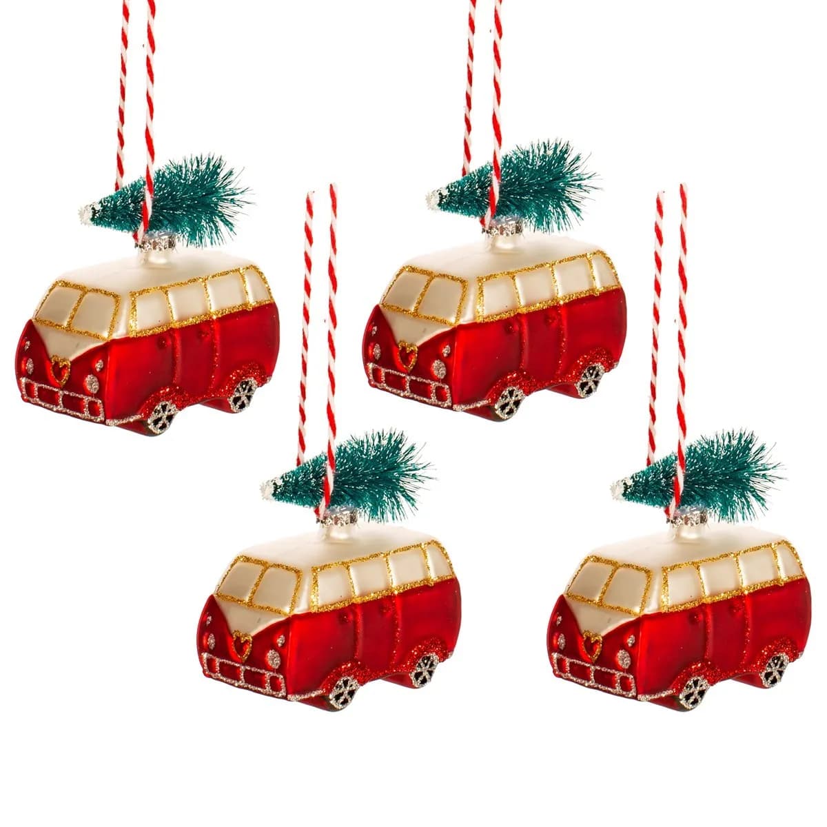 Sass & belle Set 4 boules de Noël - rouge