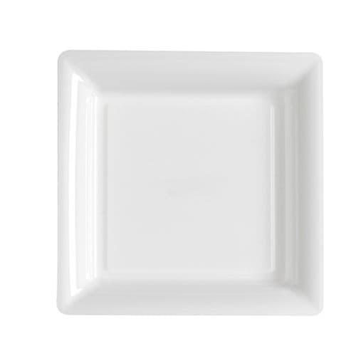 12 assiettes à dessert carrées réutilisables 18cm blanc - V57180BL