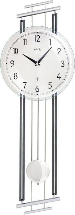 Horloge murale radio-pilotée argentée en bois et métal Couleur : Noir / Chromé